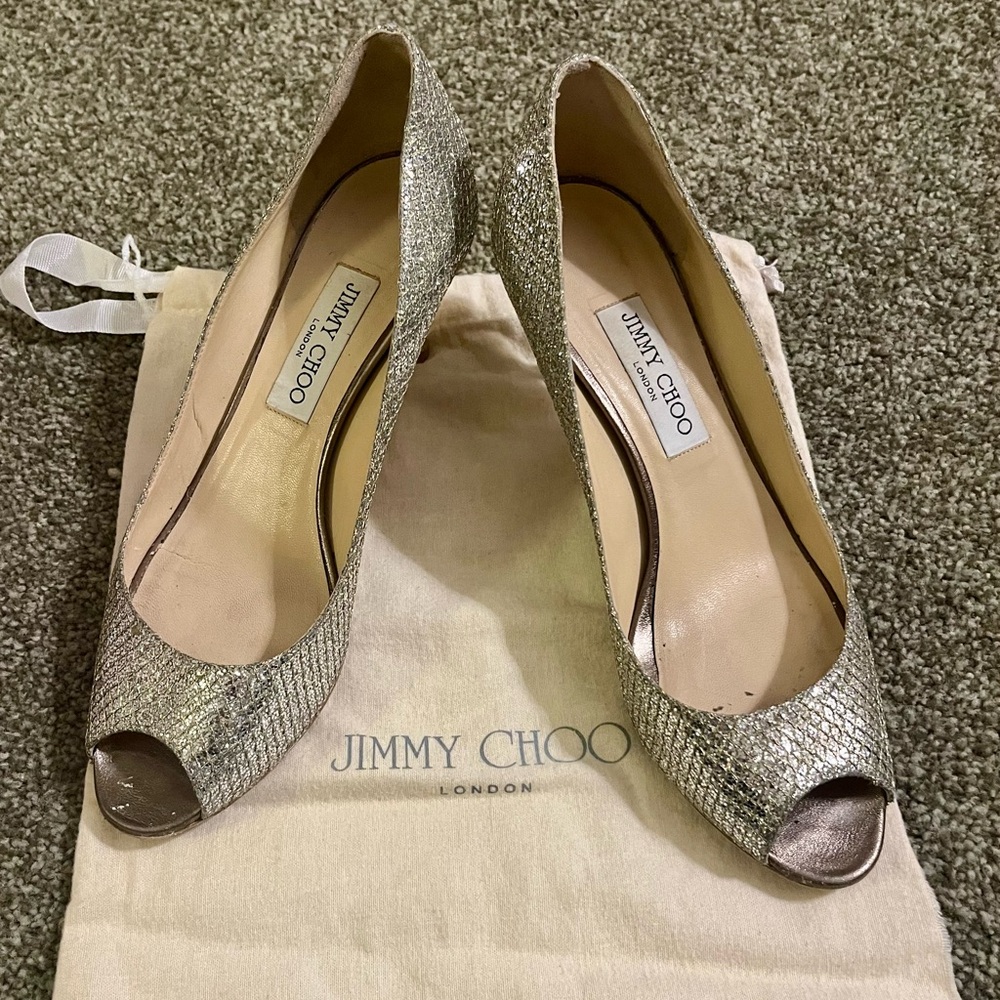Jimmy Choo Glitter Kitten Heels